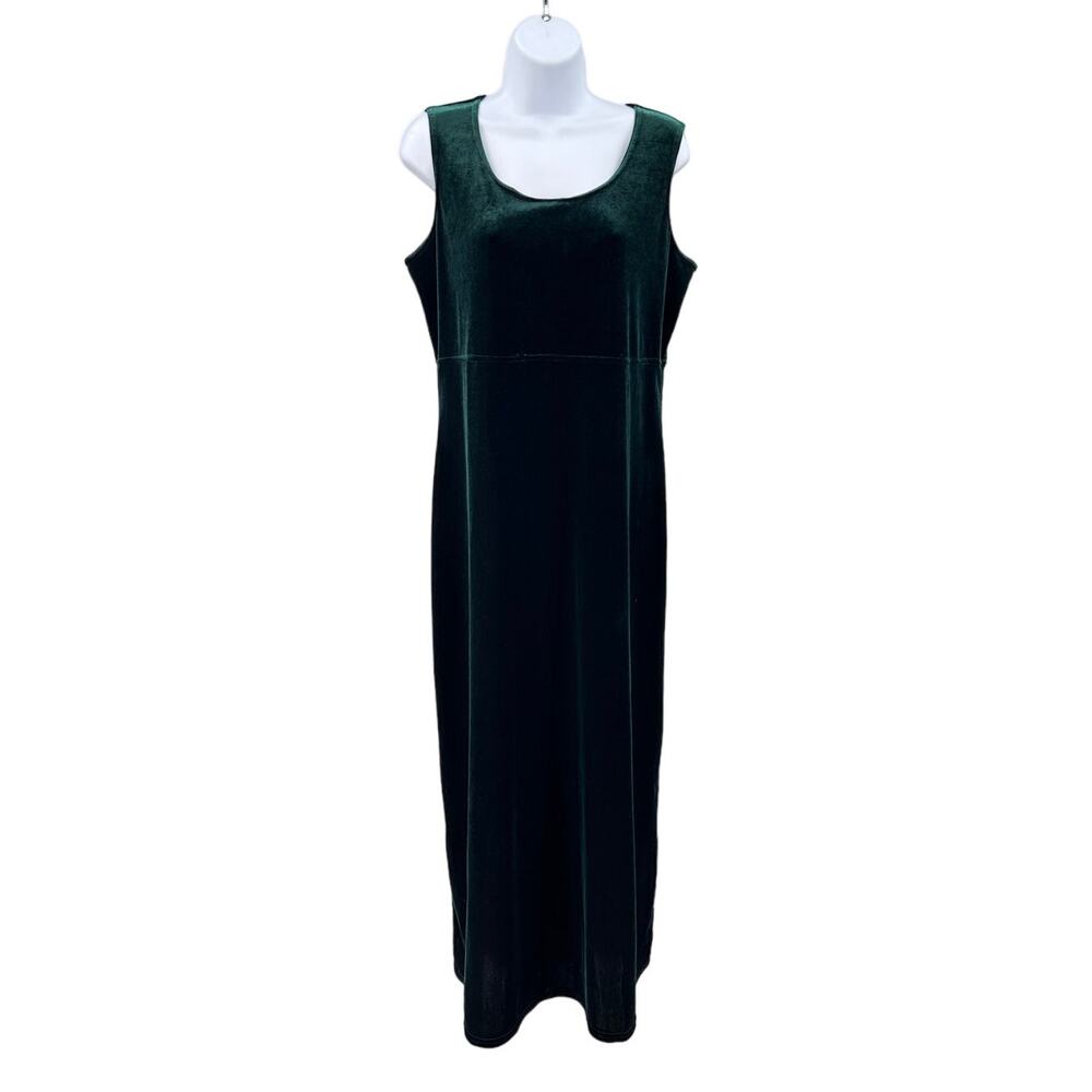 Rabbit Rabbit Rabbit Designs 90s VTG Green Velvet Formal Maxi Dress Womens 12